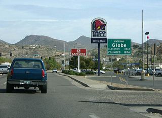 East of Miami, US 60 enters Globe. Globe is the county seat of Gila county, and was supposedly named for a silver sphere found that was approximately 9" of diameter, that resembled a globe.