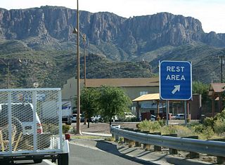 Just west of Superior is a rest area. Superior is an 
old siver mining town, which switched to copper with the 
opening of the Magma Copper mine. Mining activity has 
all but ceased in recent years.