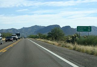 Distance sign to Superior and Globe.