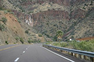 US 60 climbs quickly along the north canyon wall, as seen here.