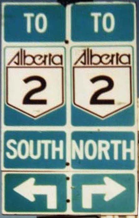 Alberta Provincial Highway 2 sign.