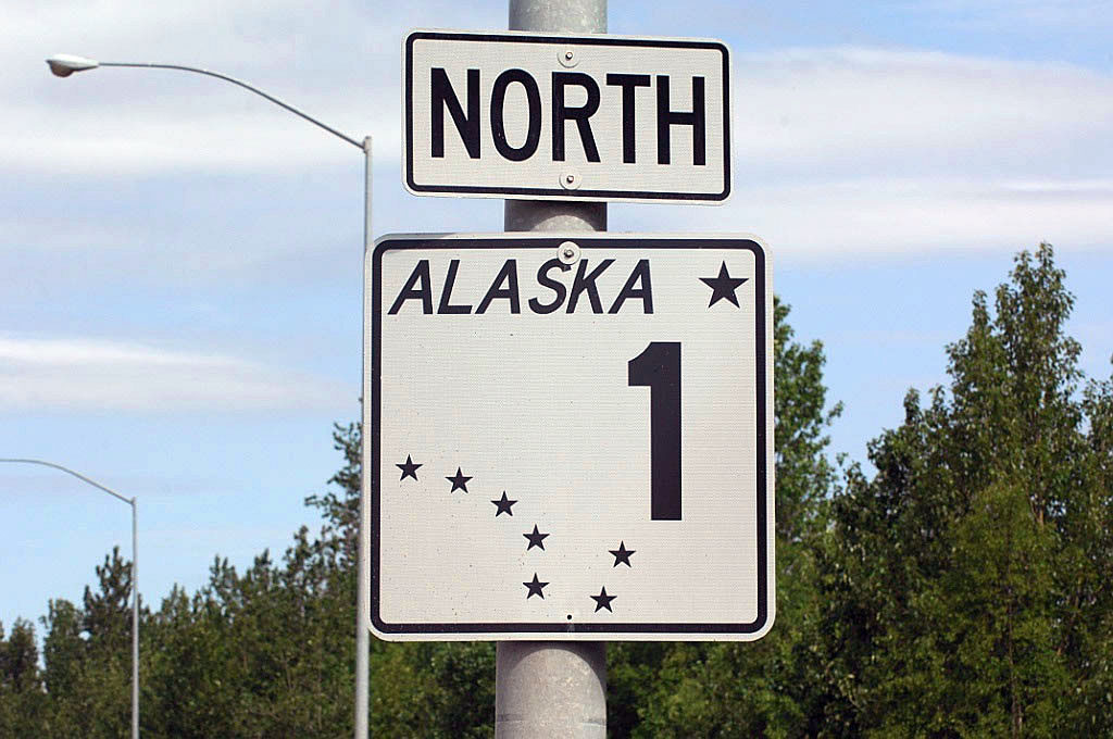 Alaska State Highway 1 sign.