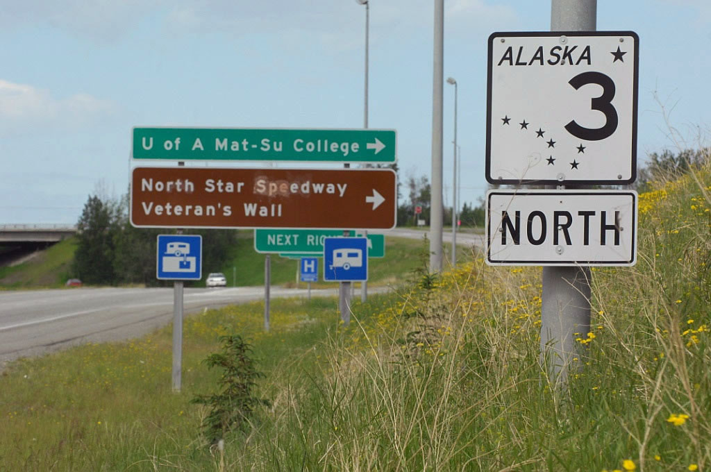 Alaska State Highway 3 sign.