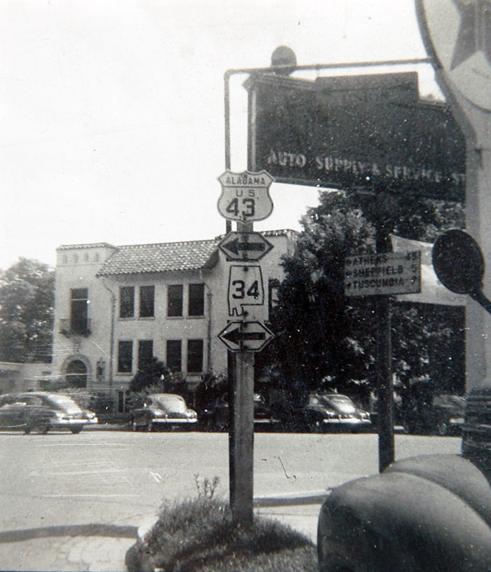 Alabama - State Highway 34 and U.S. Highway 43 sign.
