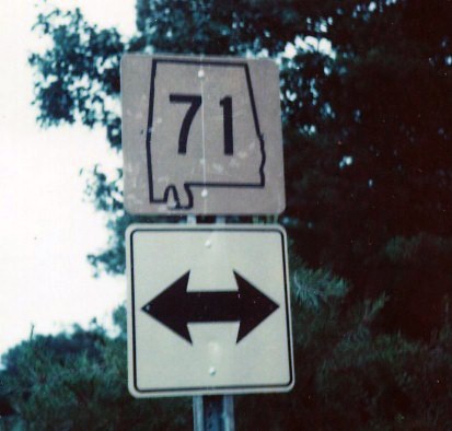 Alabama State Highway 71 sign.
