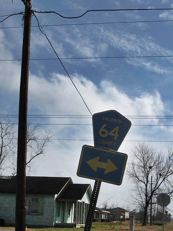 Alabama Baldwin County Route 64 sign.