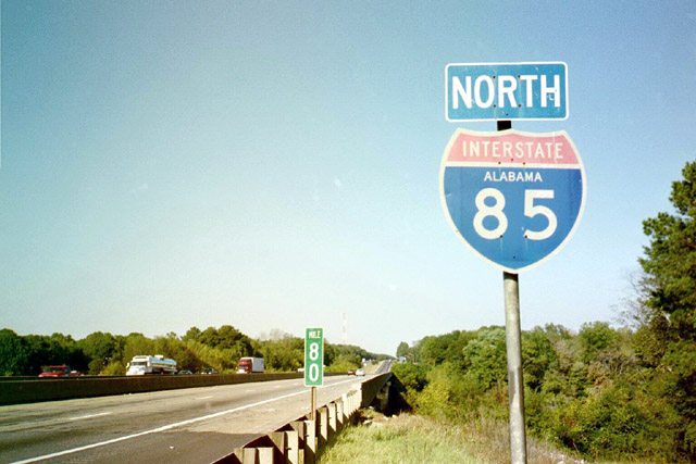 Alabama Interstate 85 sign.