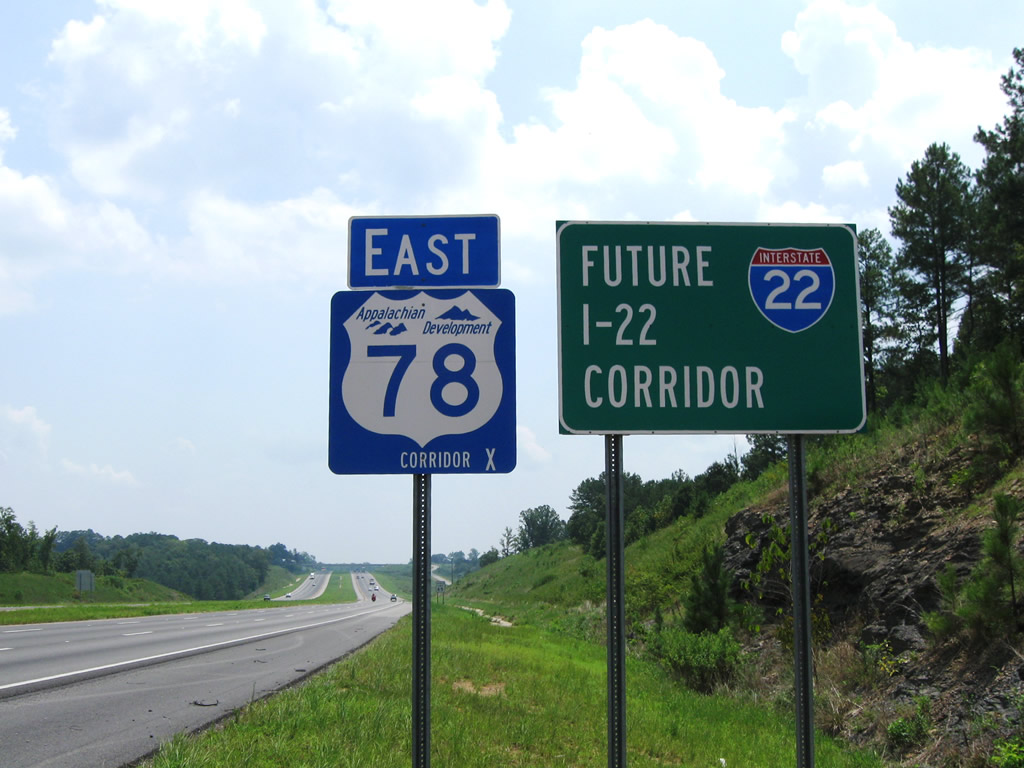 Alabama - Interstate 22 and U.S. Highway 078 sign.