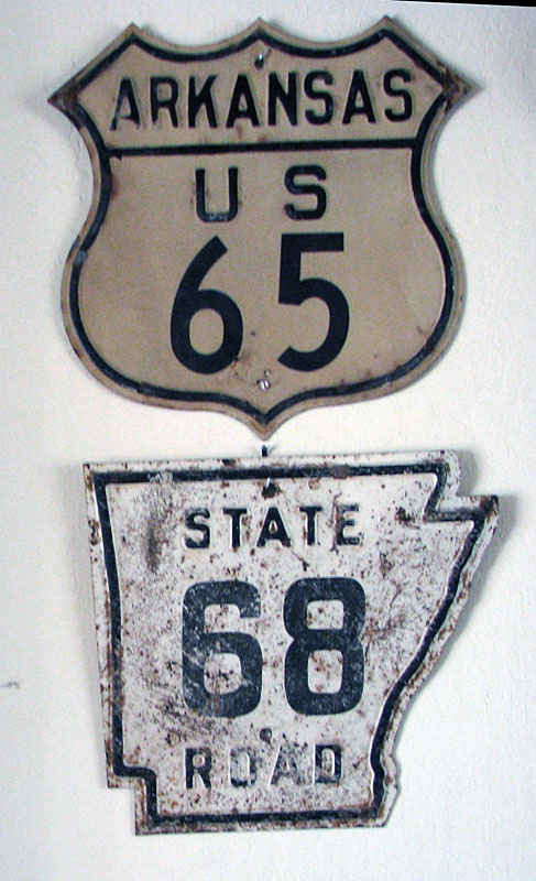 Arkansas - State Highway 68 and U.S. Highway 65 sign.