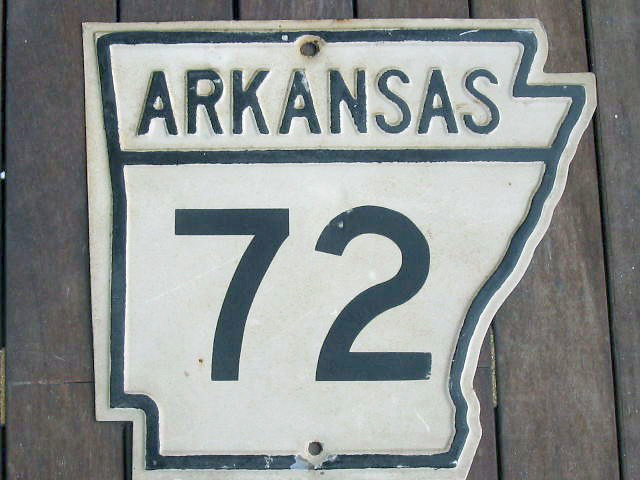 Arkansas State Highway 72 sign.