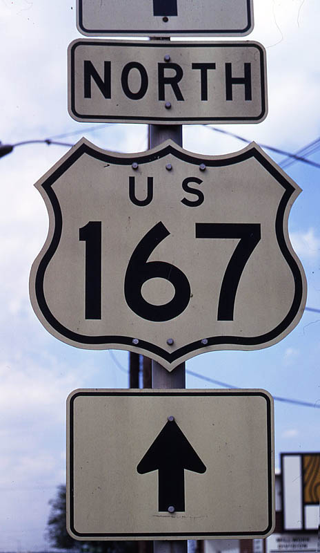 Arkansas U.S. Highway 167 sign.