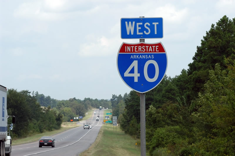 Arkansas Interstate 40 sign.