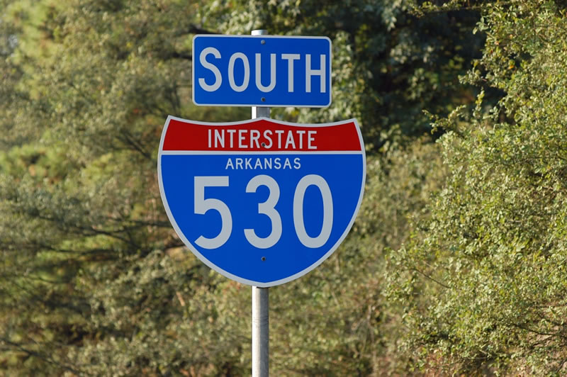 Arkansas Interstate 530 sign.