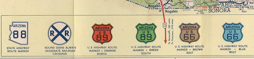 Arizona - U.S. Highway 66, U.S. Highway 89, and State Highway 88 sign.