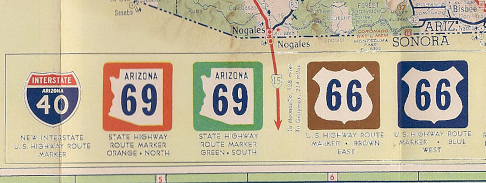 Arizona - U.S. Highway 66, State Highway 69, and Interstate 40 sign.