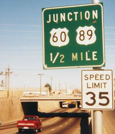 Arizona - U.S. Highway 89 and U.S. Highway 60 sign.
