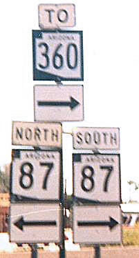 Arizona - State Highway 87 and State Highway 360 sign.