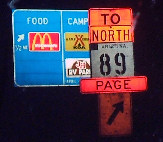 Arizona State Highway 89 sign.
