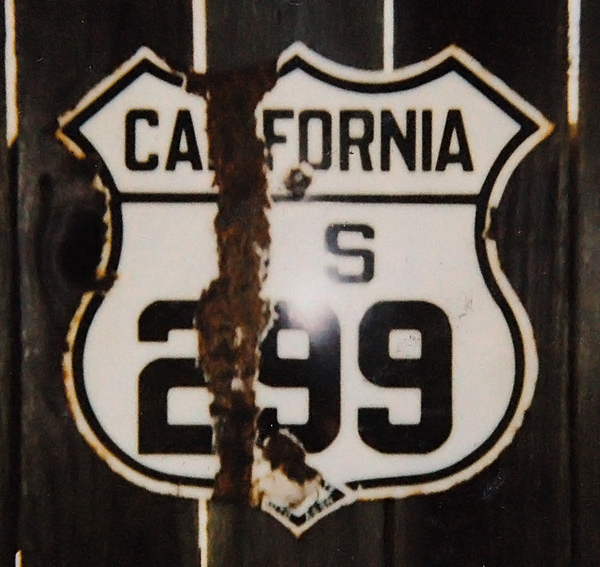California U.S. Highway 299 sign.