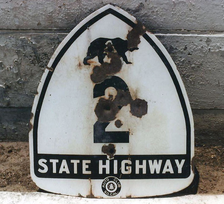 California State Highway 2 sign.
