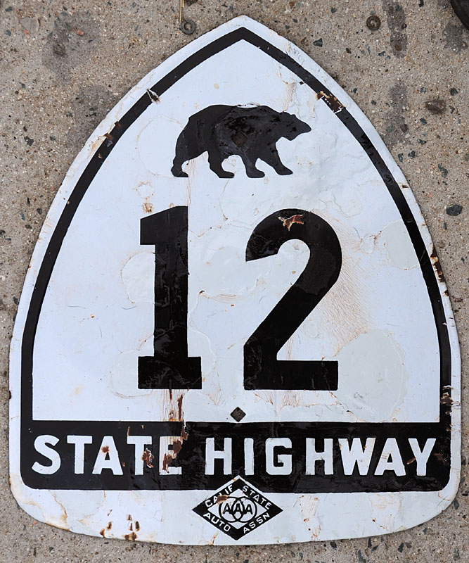 California State Highway 12 sign.