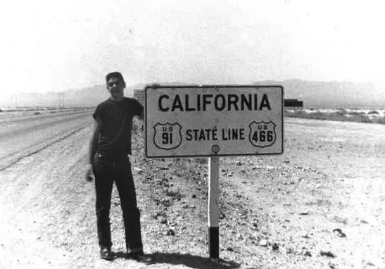 California - U.S. Highway 91 and U.S. Highway 466 sign.