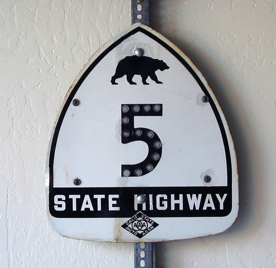 California State Highway 5 sign.
