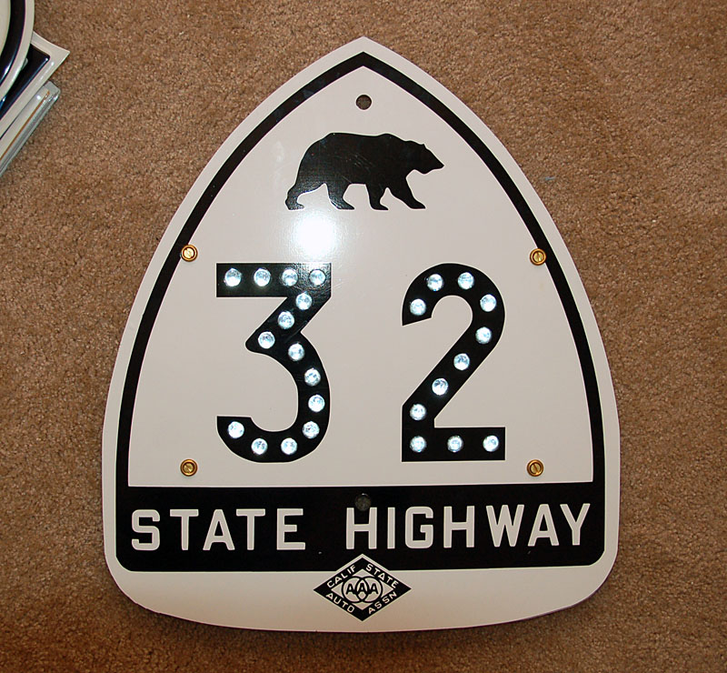California State Highway 32 sign.
