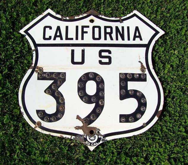 California U.S. Highway 395 sign.