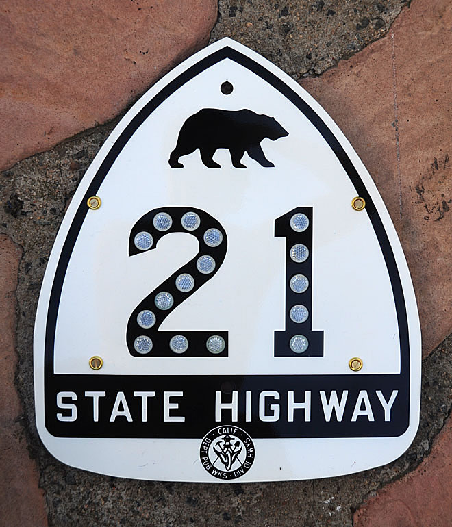 California State Highway 21 sign.