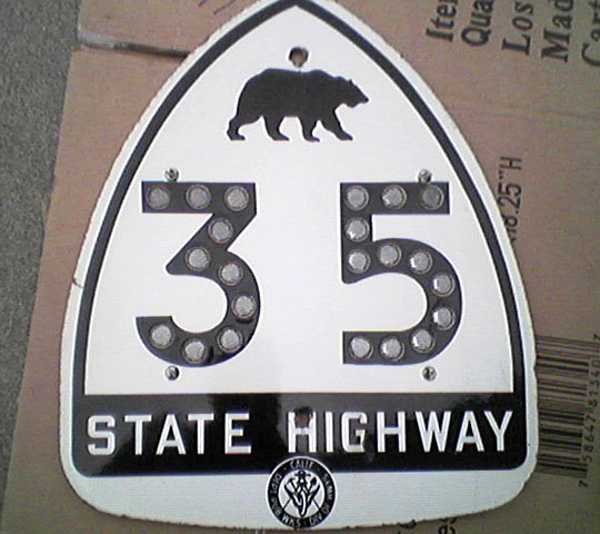 California State Highway 35 sign.