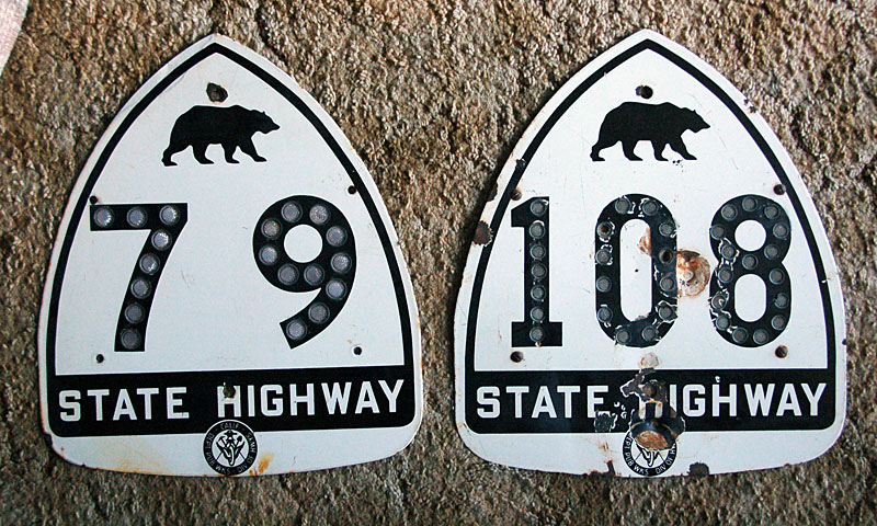 California - State Highway 79 and State Highway 108 sign.