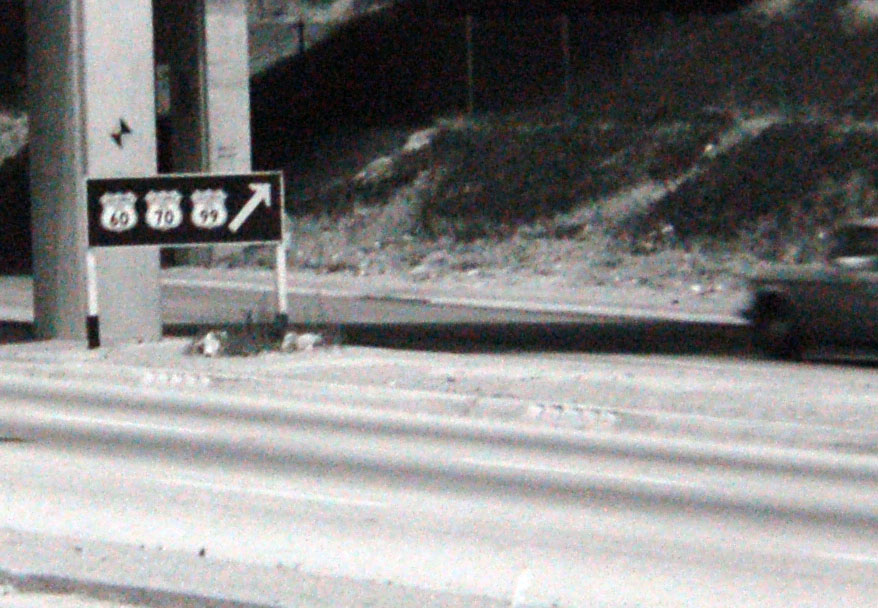 California - U.S. Highway 99, U.S. Highway 70, and U.S. Highway 60 sign.