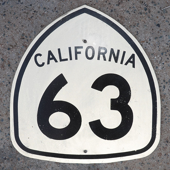 California State Highway 63 sign.