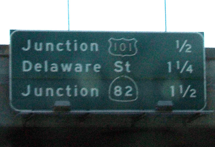 California - State Highway 82 and U.S. Highway 101 sign.