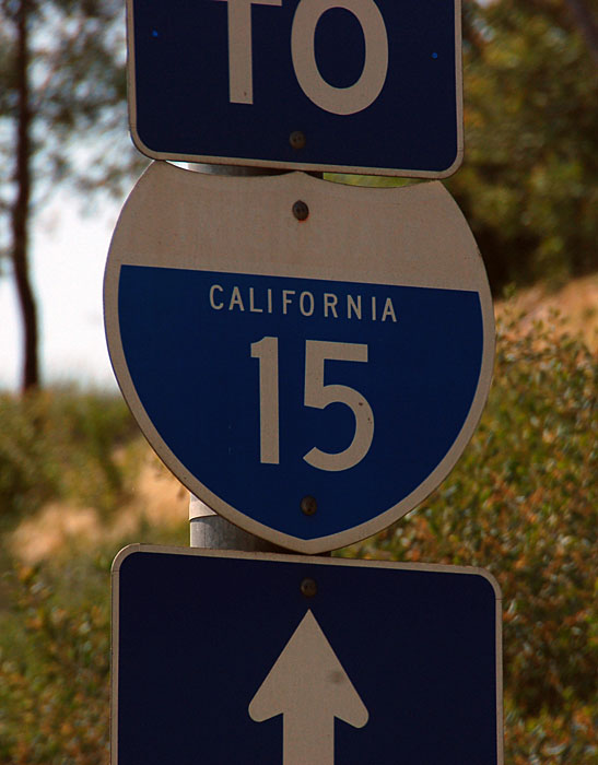 California Interstate 15 sign.
