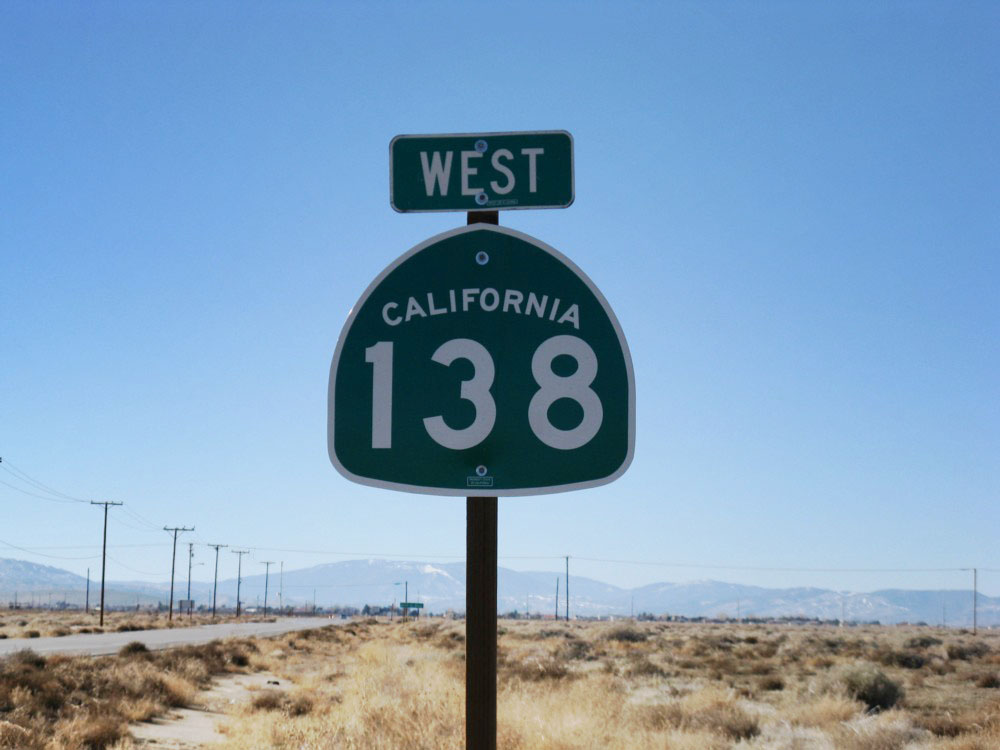 California State Highway 138 sign.