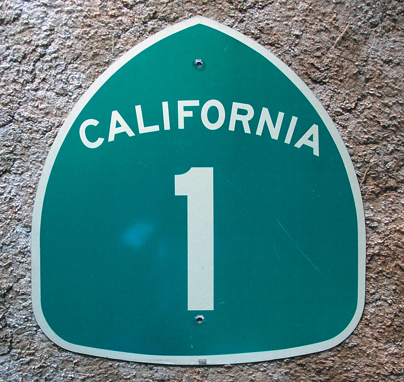 California State Highway 1 sign.