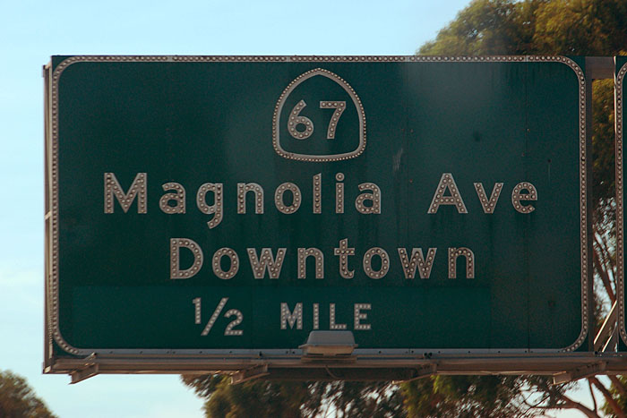 California State Highway 67 sign.