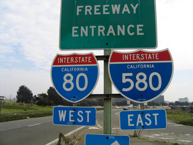 California - Interstate 80 and Interstate 580 sign.