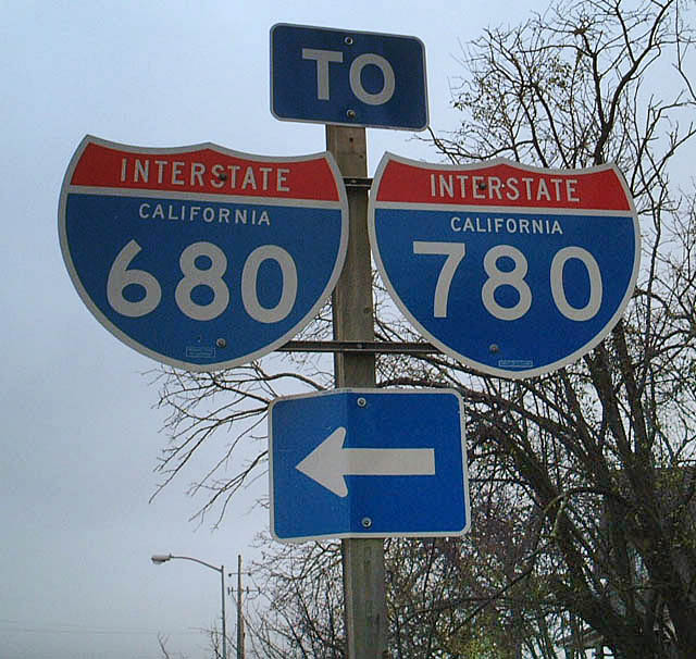 California - Interstate 680 and Interstate 780 sign.