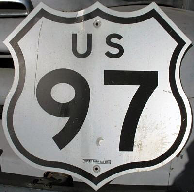 California U.S. Highway 97 sign.