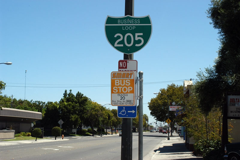 California business loop 205 sign.