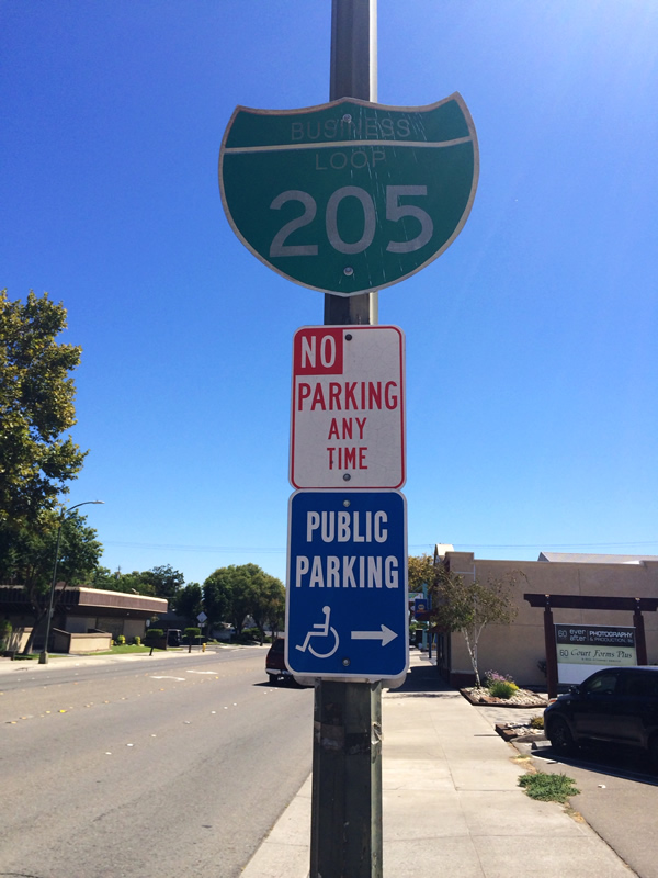California business loop 205 sign.