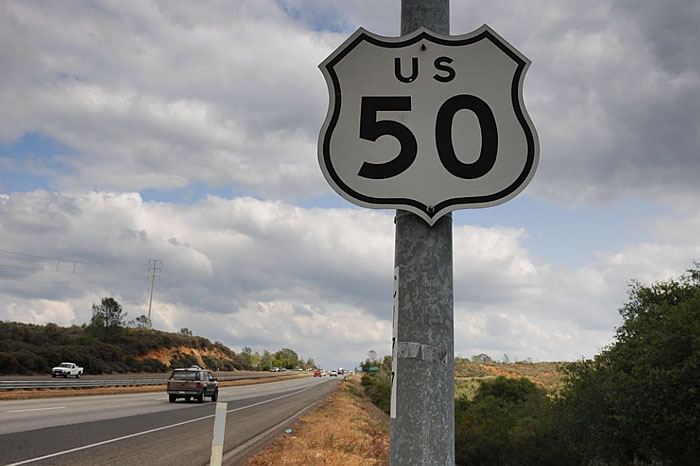 California U.S. Highway 50 sign.