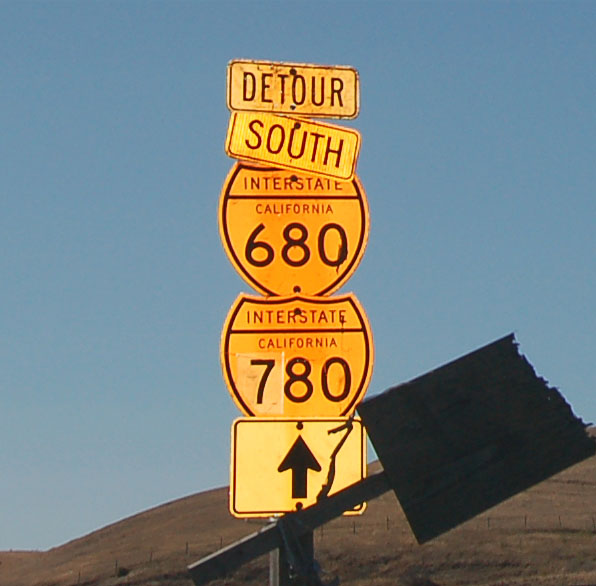 California - Interstate 780 and Interstate 680 sign.