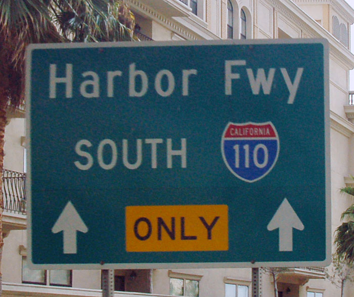 California Interstate 110 sign.