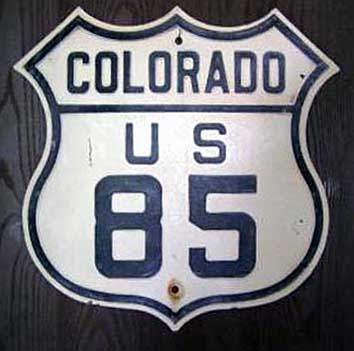 Colorado U.S. Highway 85 sign.