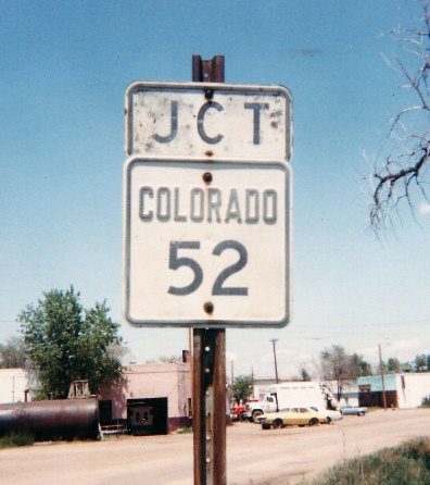 Colorado State Highway 52 sign.