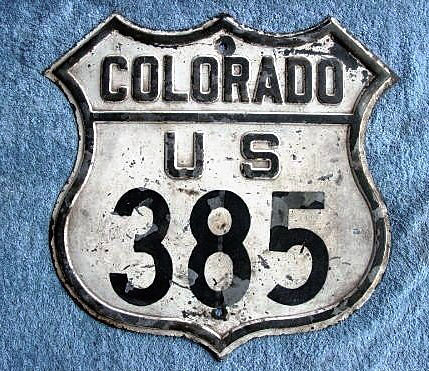 Colorado U.S. Highway 385 sign.
